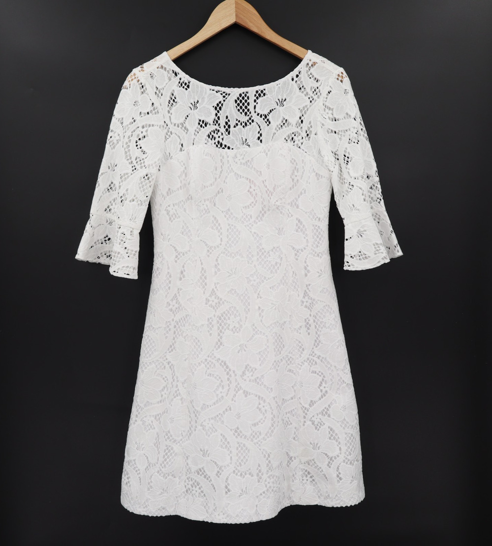 Lilly Pulitzer Allyson White Lace Dress Sz 4 Bell Sleeve Cruise Resortwear